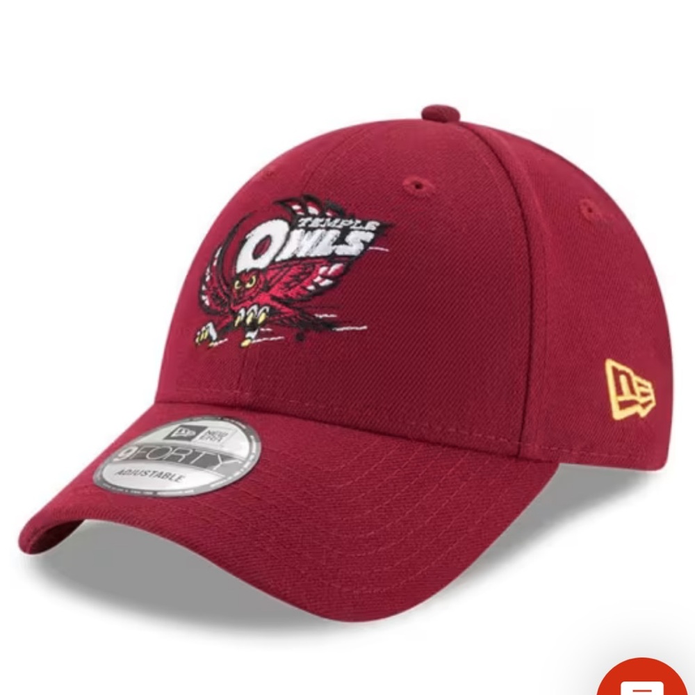 NWOT Temple Owls Red Baseball Hat New Era 9Twenty One Size Fits All